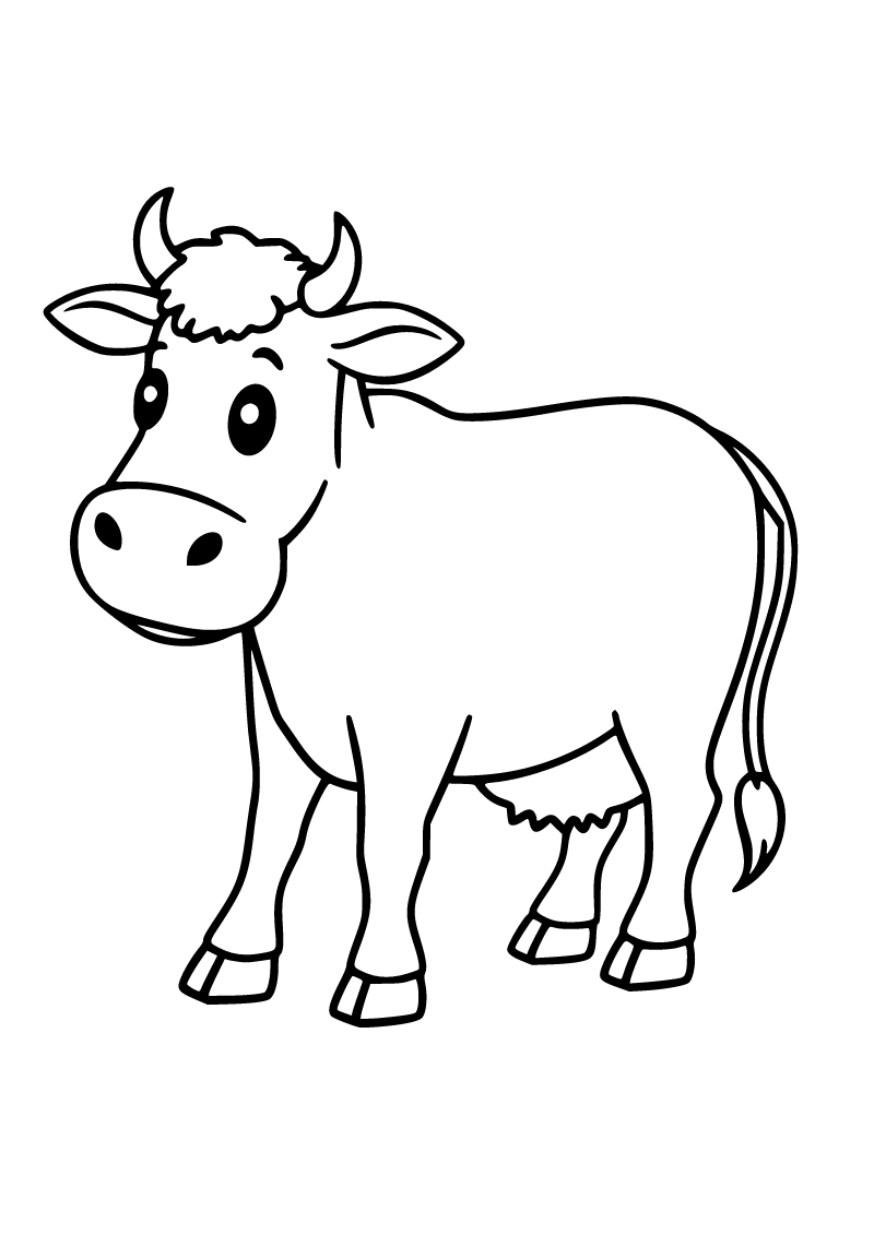 Printable cow coloring page for kids