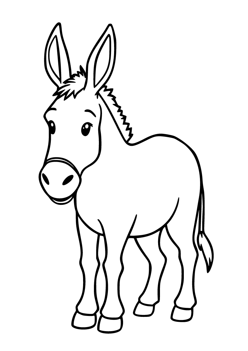 Printable donkey coloring page for kids