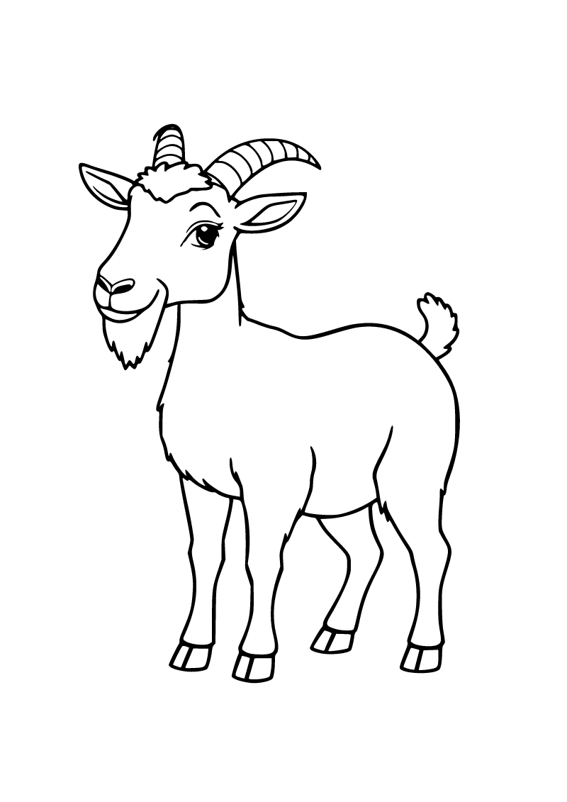 Printable goat coloring page for kids