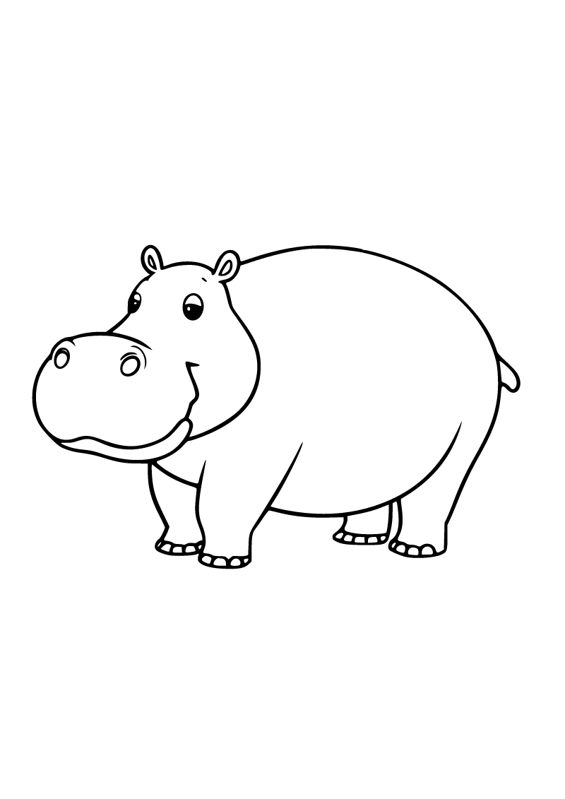 Printable hippopotamus coloring page for kids