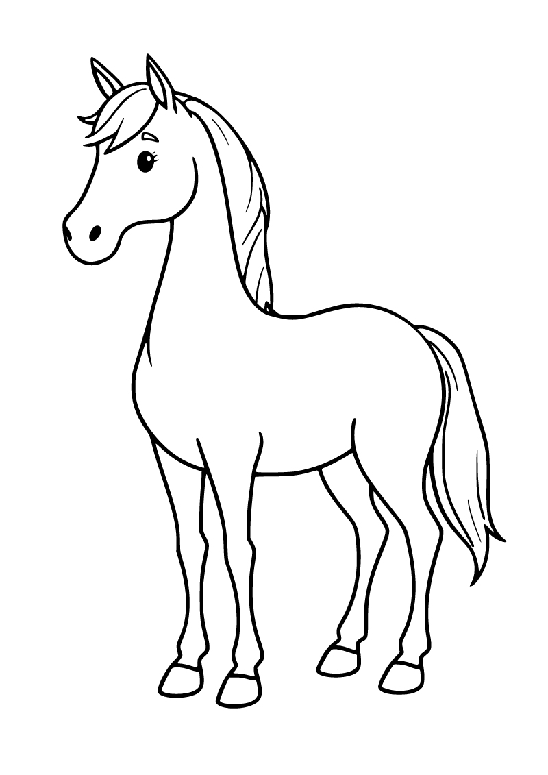 Printable horse coloring page for kids