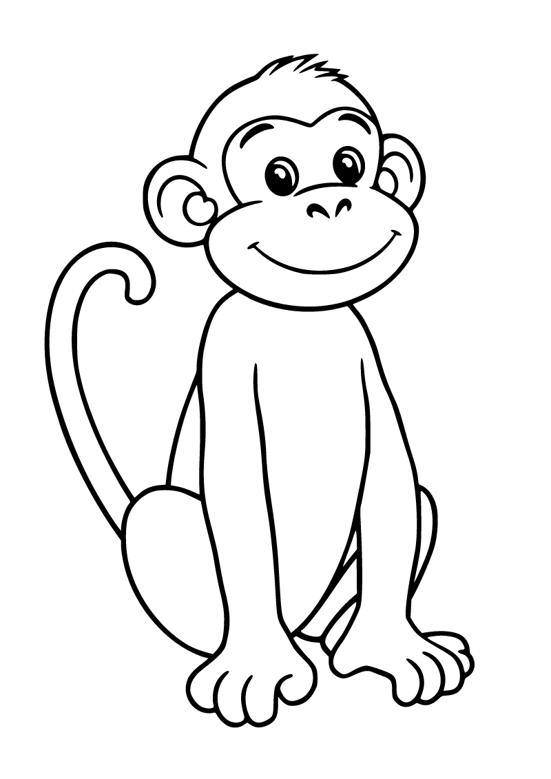 Printable monkey coloring page for kids