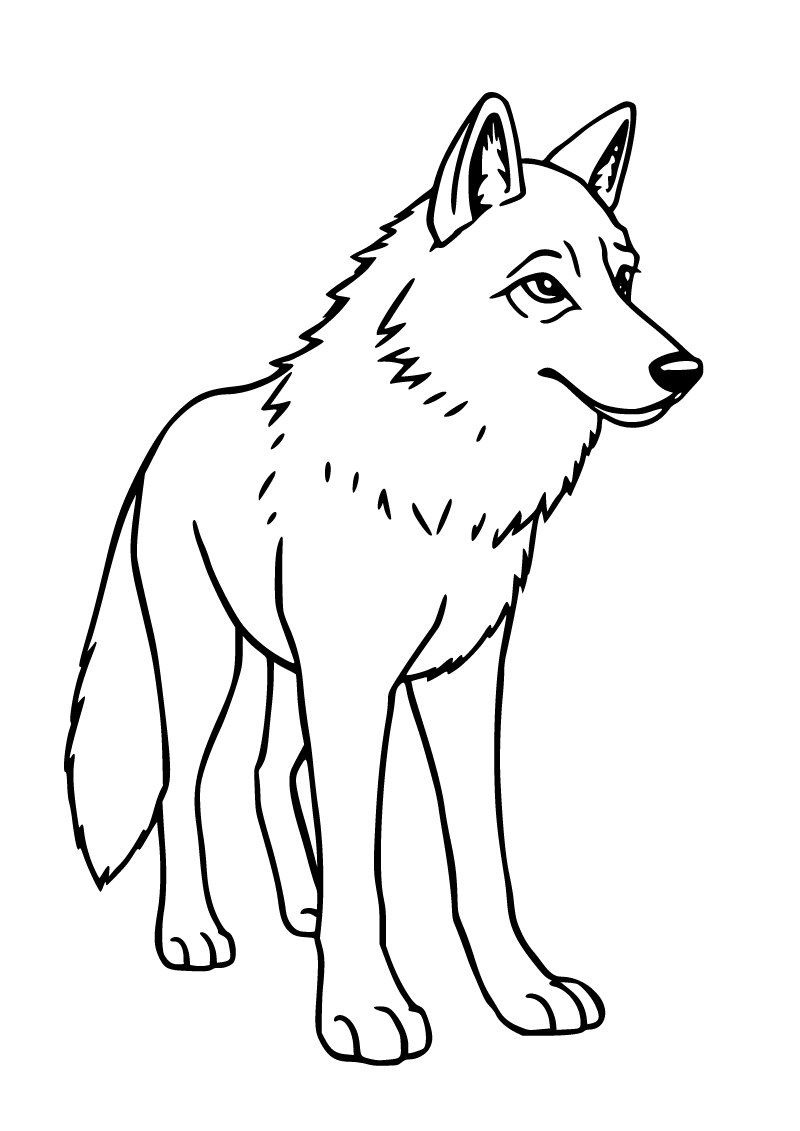 Printable wolf coloring page for kids