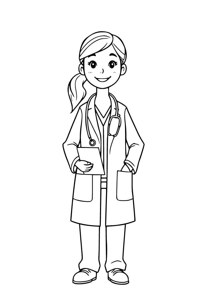 Printable doctor coloring page for kids
