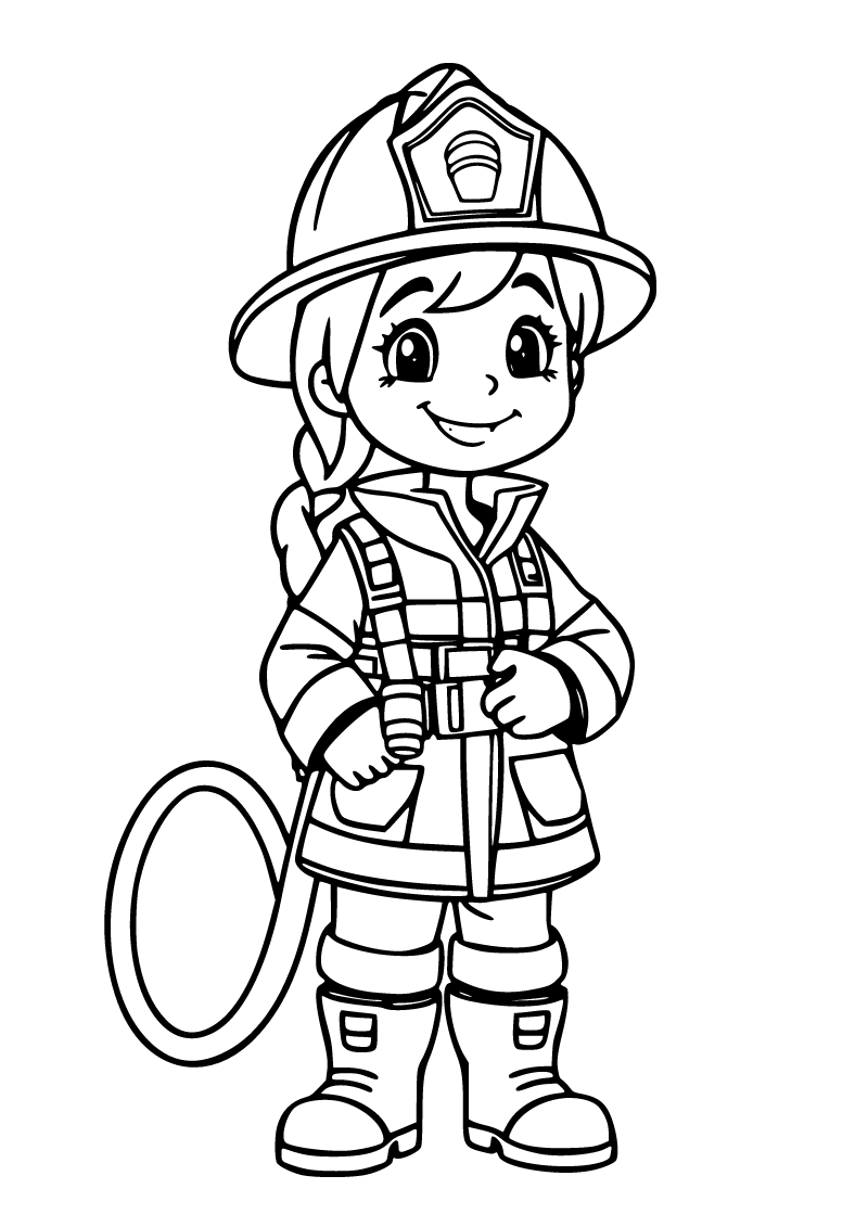 Printable firefighter coloring page for kids