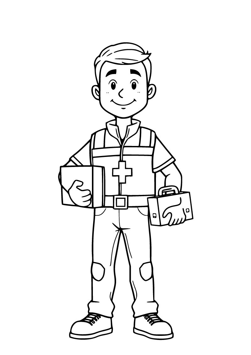 Printable paramedic coloring page for kids