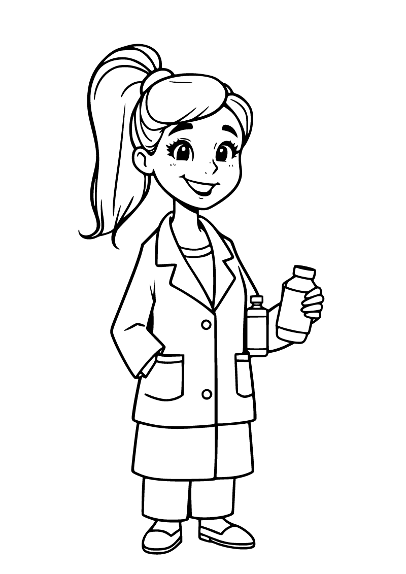 Printable pharmacist coloring page for kids