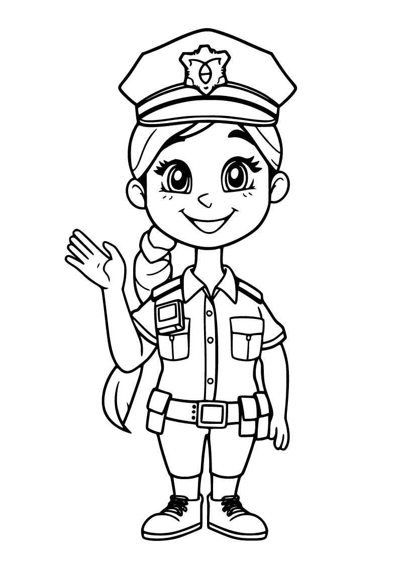 Printable police officer coloring page for kids
