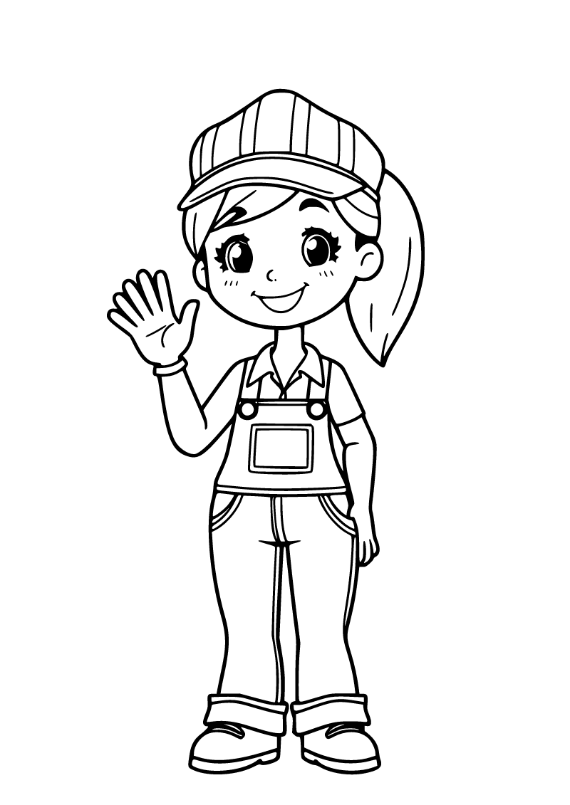 Printable train engineer coloring page for kids
