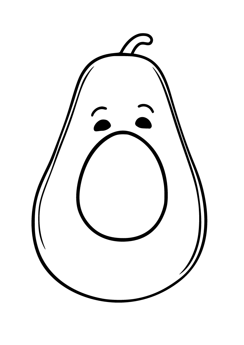 Printable avocado coloring page for kids