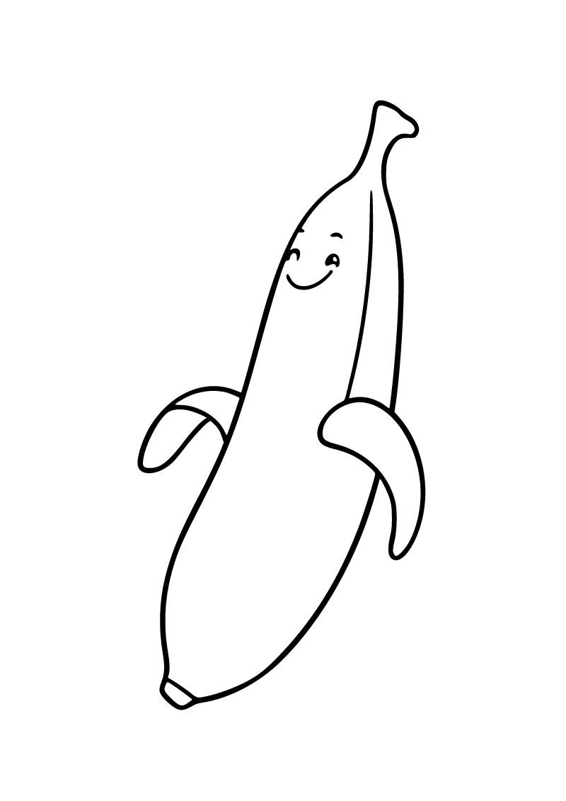 Printable banana coloring page for kids