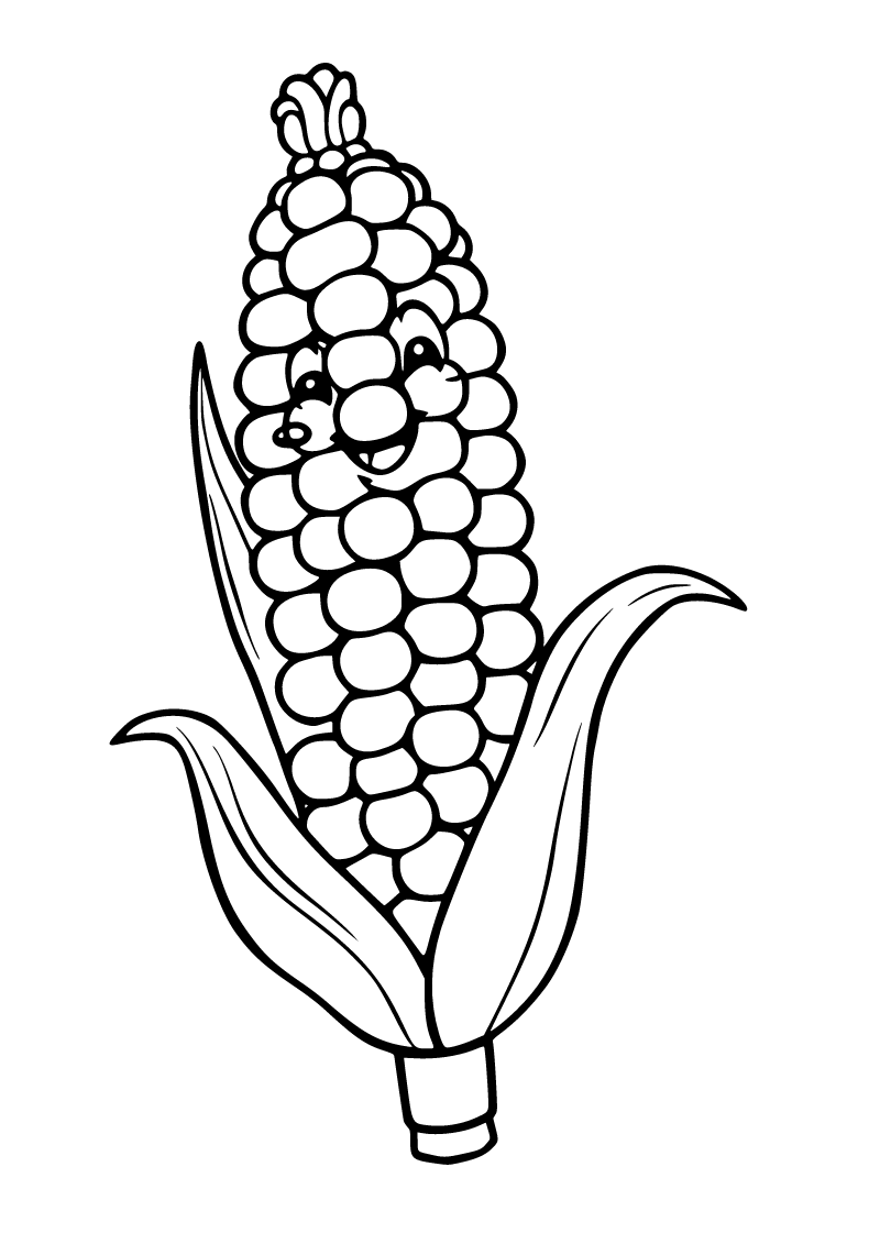 Printable corn coloring page for kids