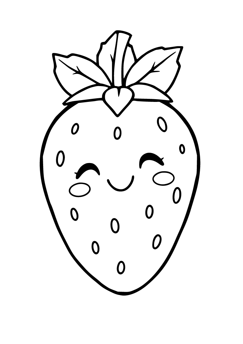 Printable strawberry coloring page for kids