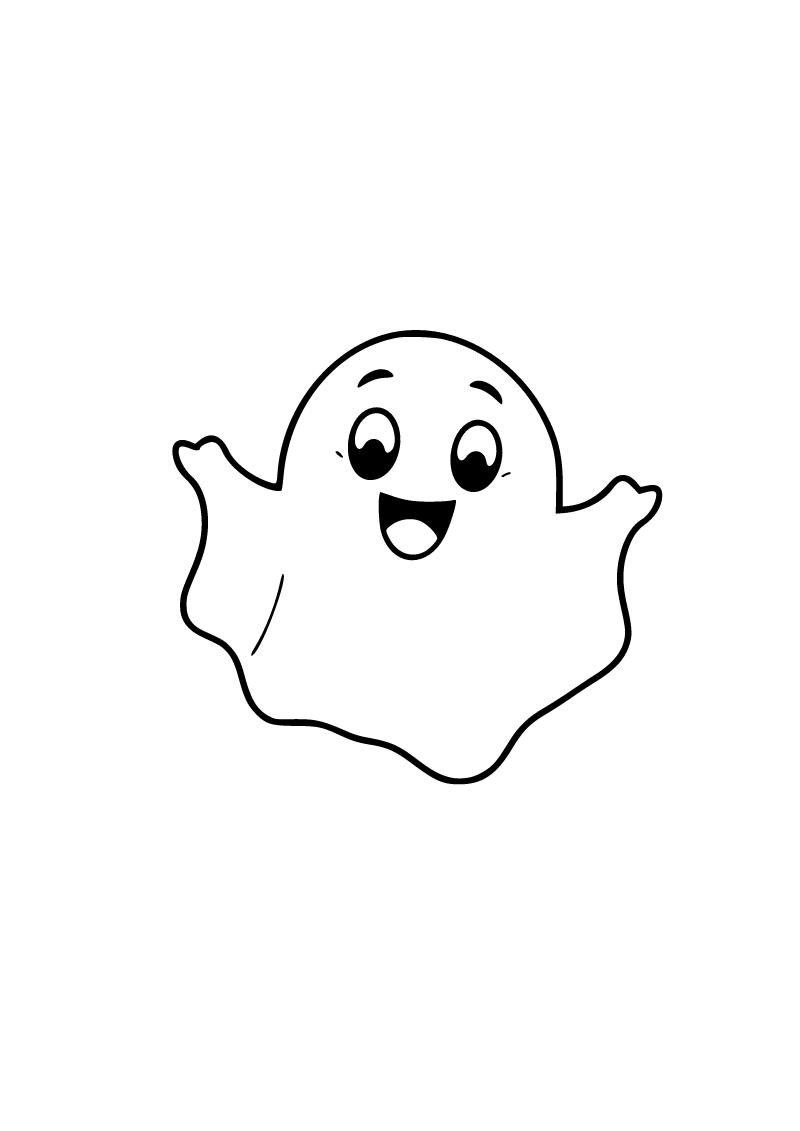 Printable cute ghost coloring page for kids