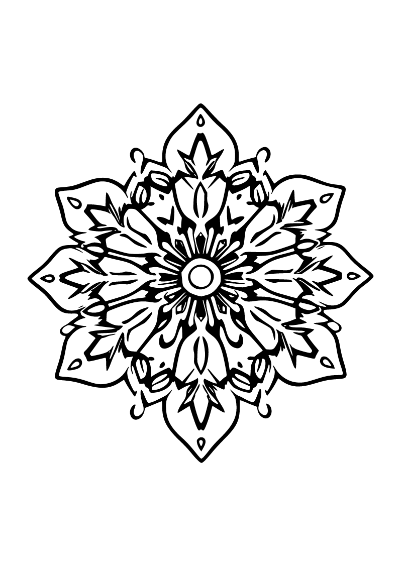 Printable decorative snowflake coloring page for kids