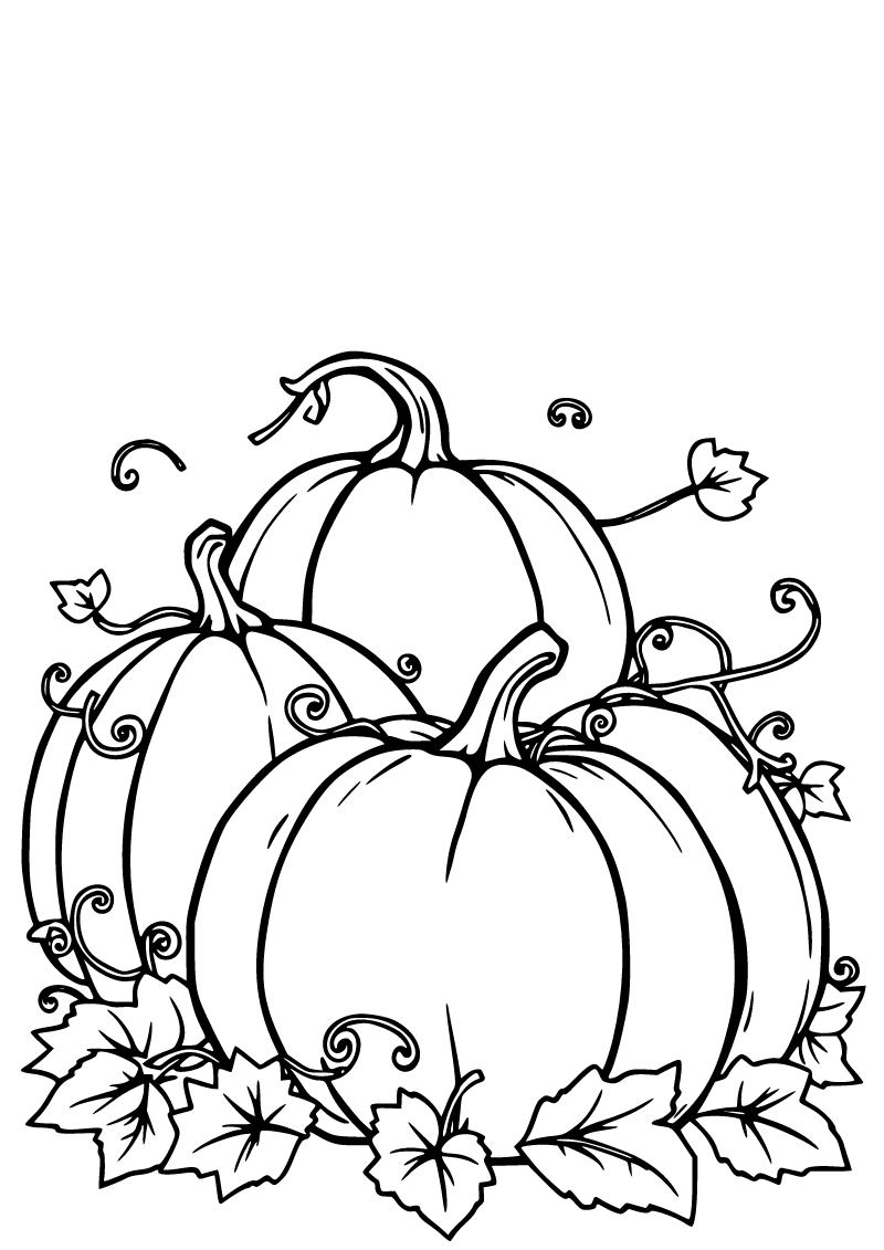 Printable fall pumpkins coloring page for kids
