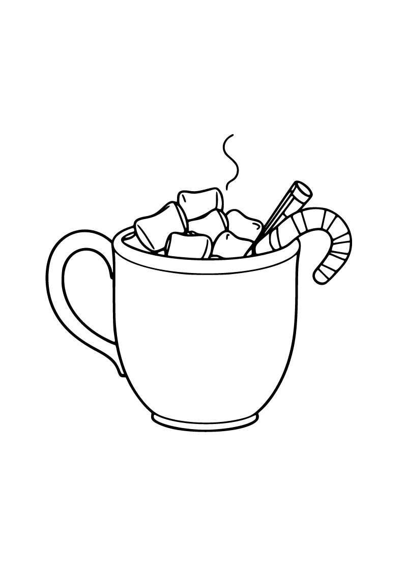 Printable hot cocoa coloring page for kids