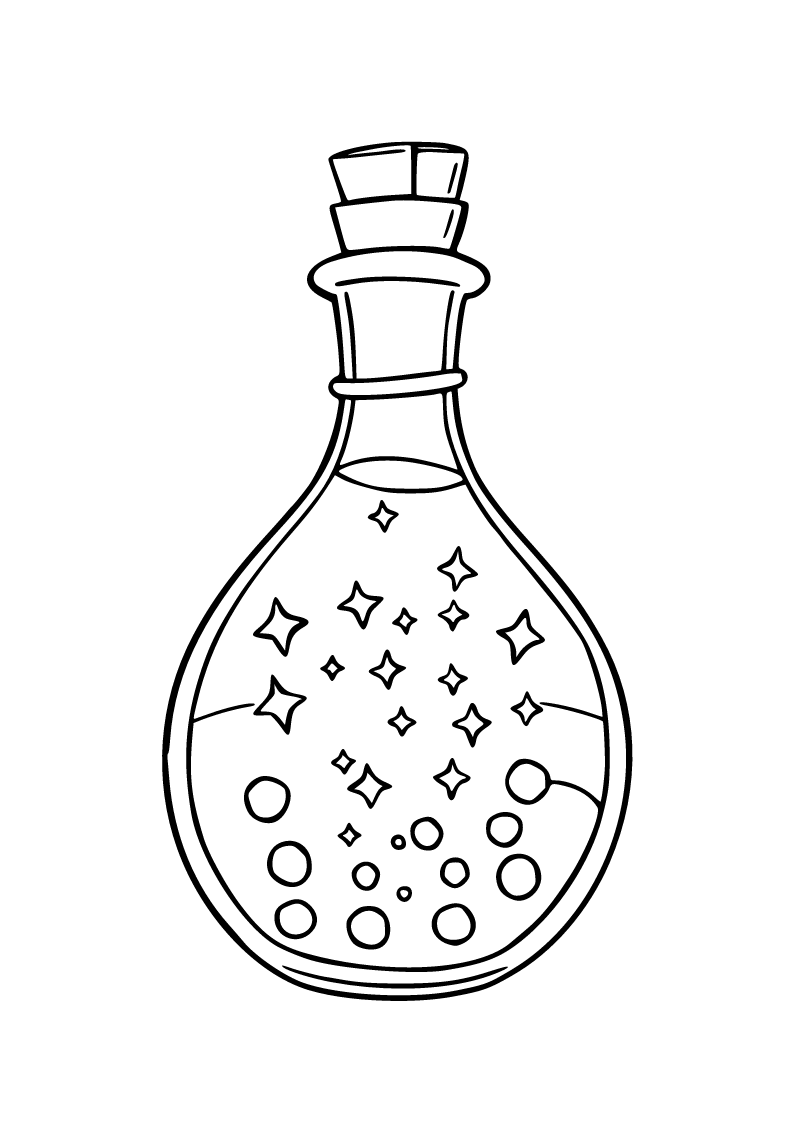 Printable magic potion coloring page for kids