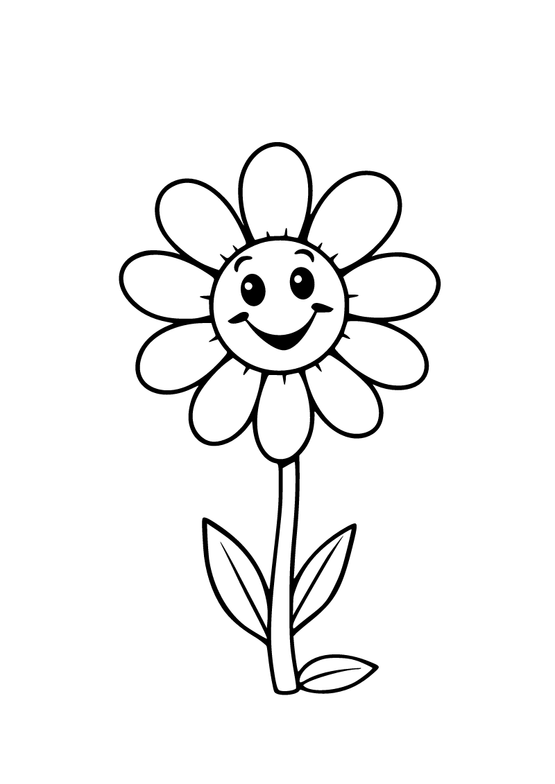 Printable daisy coloring page for kids