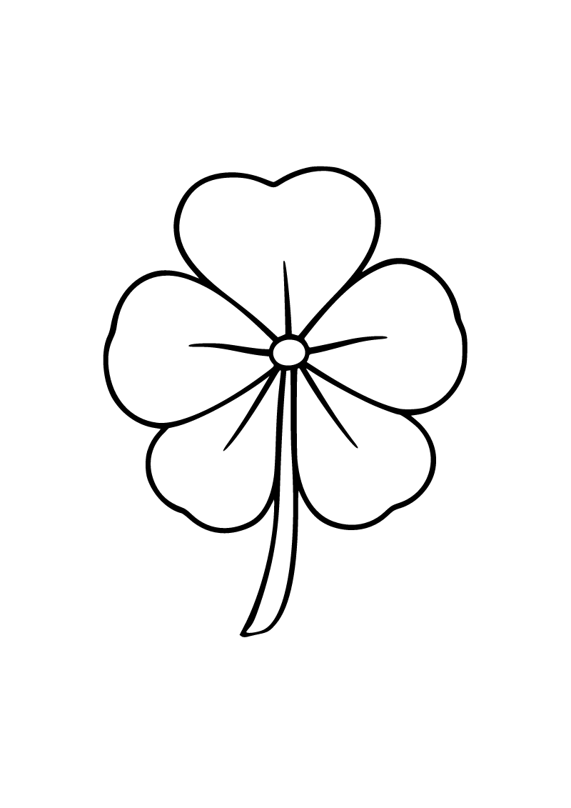 Printable four-leaf clover coloring page for kids