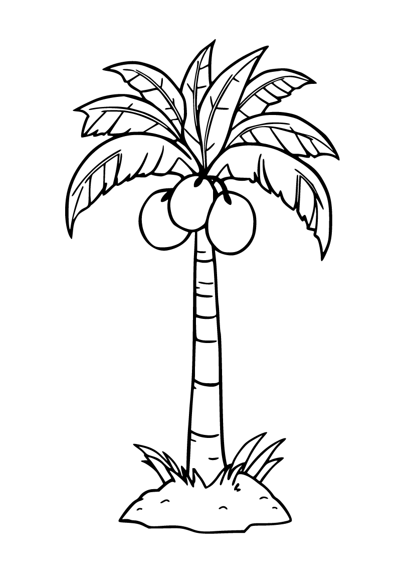 Printable palm tree coloring page for kids