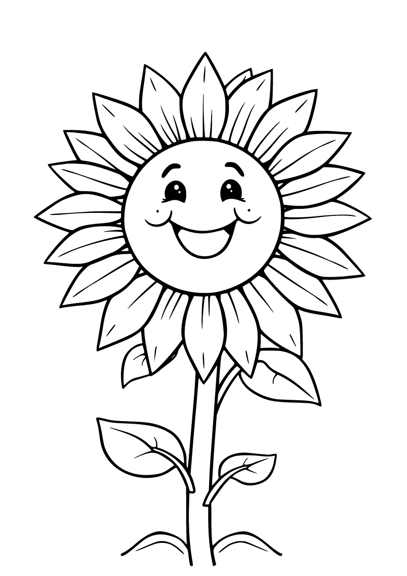 Printable sunflower coloring page for kids