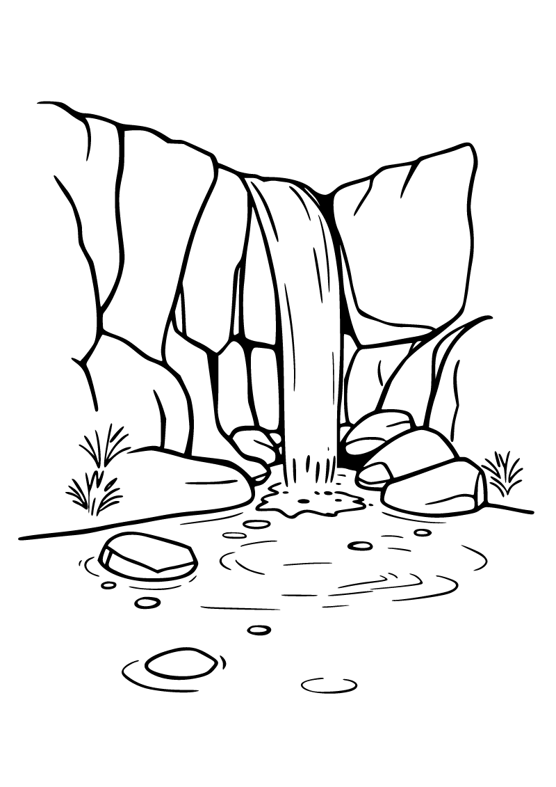 Printable waterfall coloring page for kids