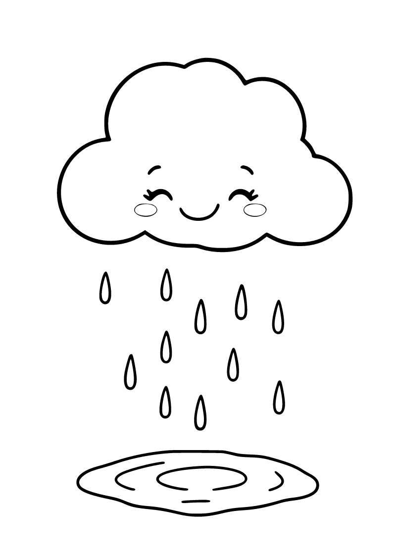 Printable rainy weather coloring page for kids