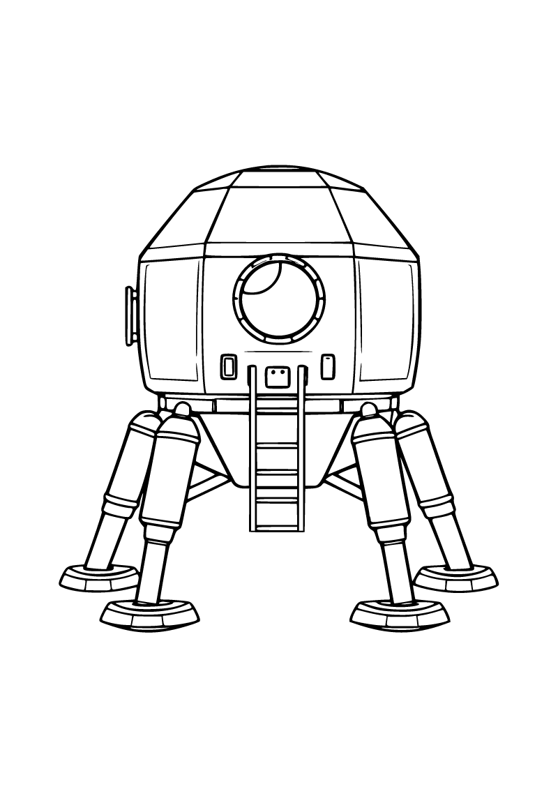 Printable moon lander coloring page for kids