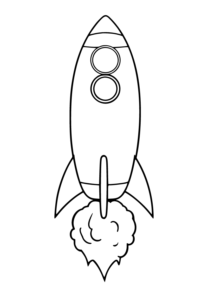 Printable rocket on the moon coloring page for kids
