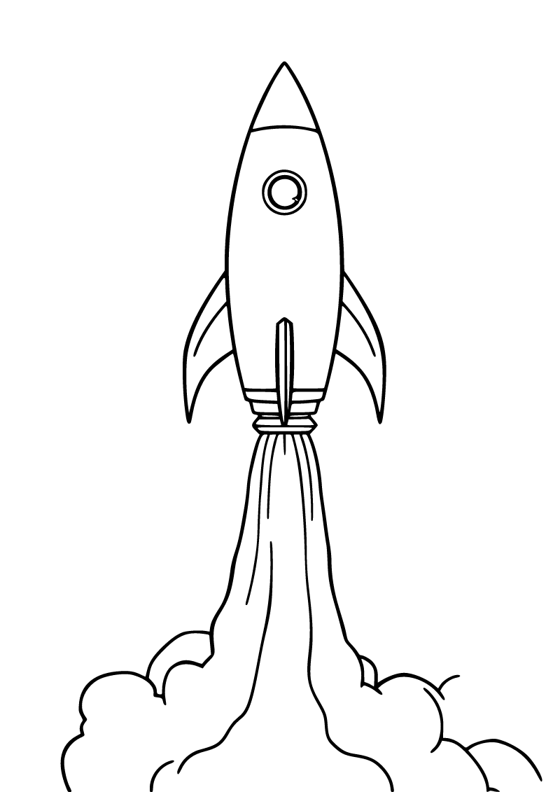 Printable rocket launch coloring page for kids