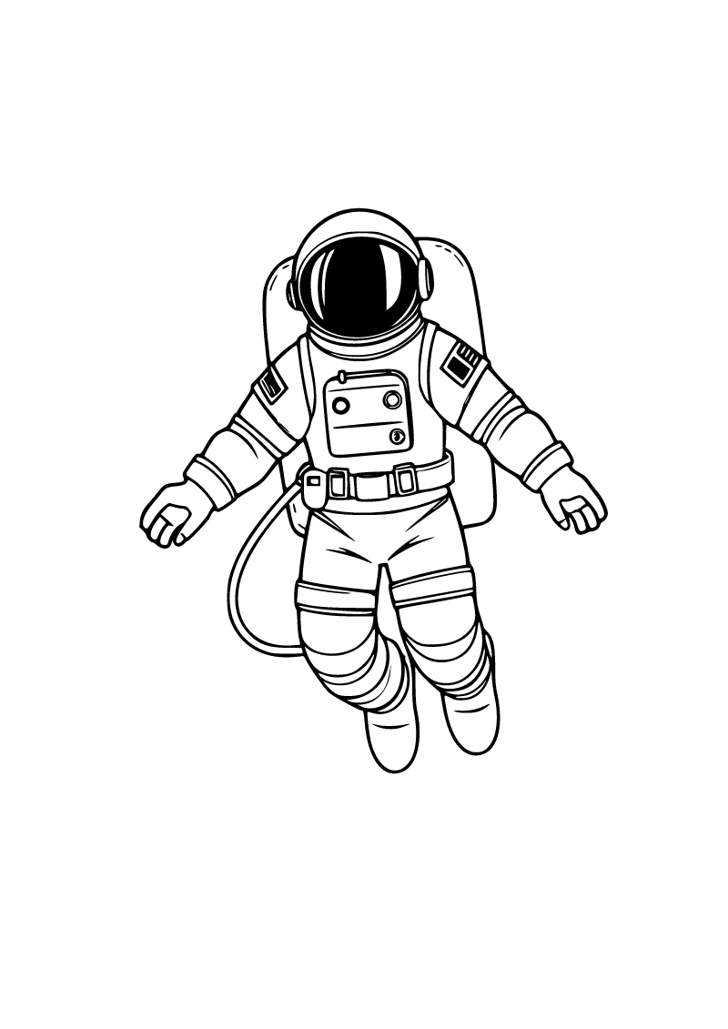 Printable spacewalking astronaut coloring page for kids