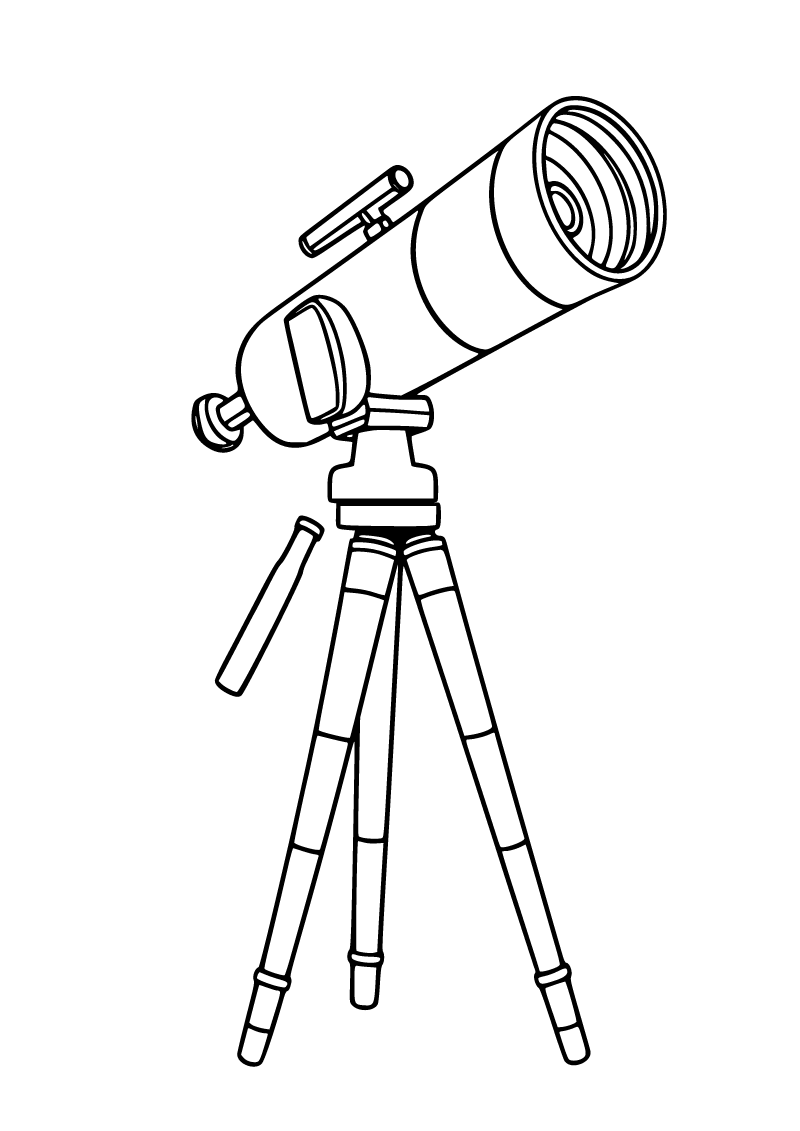 Printable telescope coloring page for kids