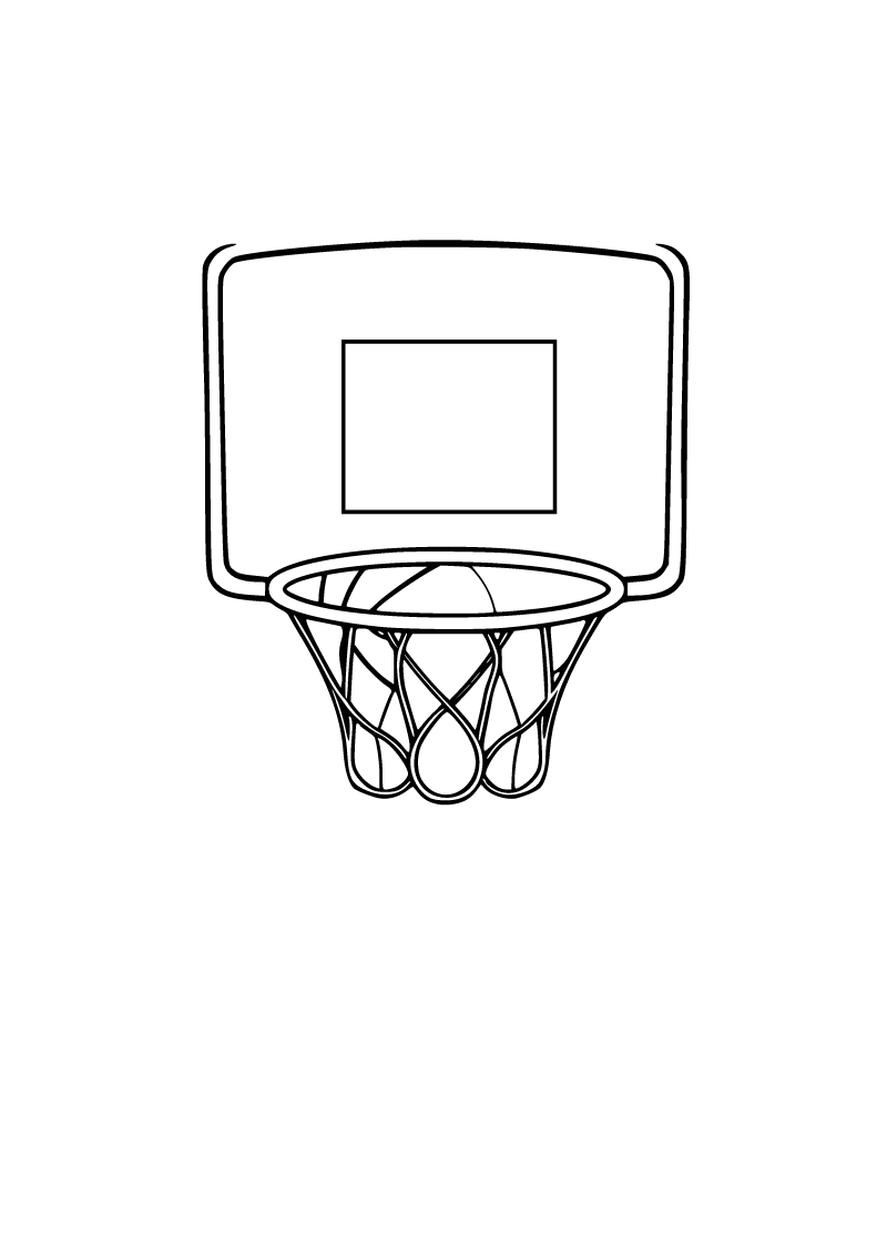 Printable basketball hoop coloring page for kids