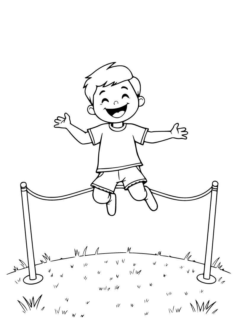 Printable child jumping rope coloring page for kids