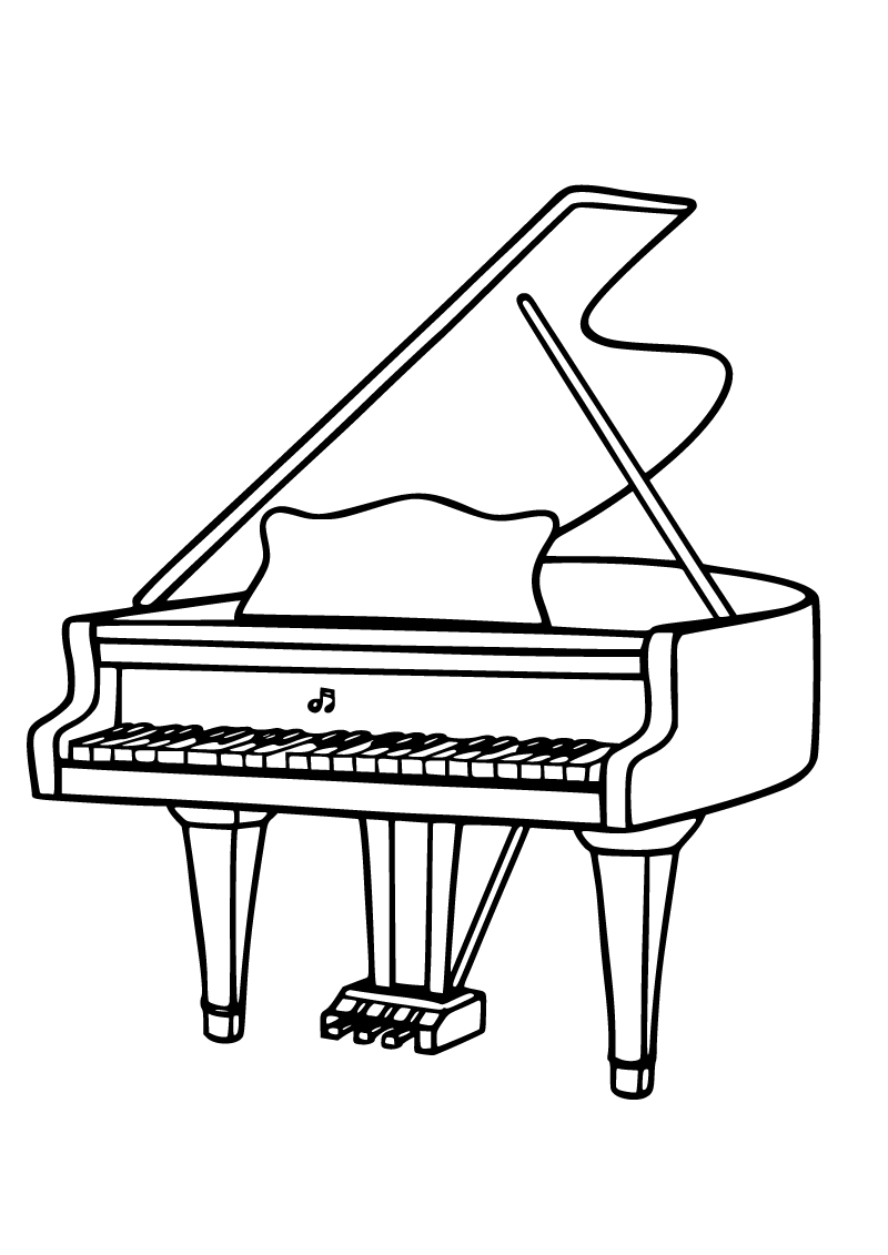 Printable grand piano coloring page for kids