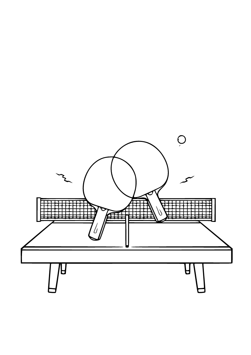 Printable table tennis paddles coloring page for kids