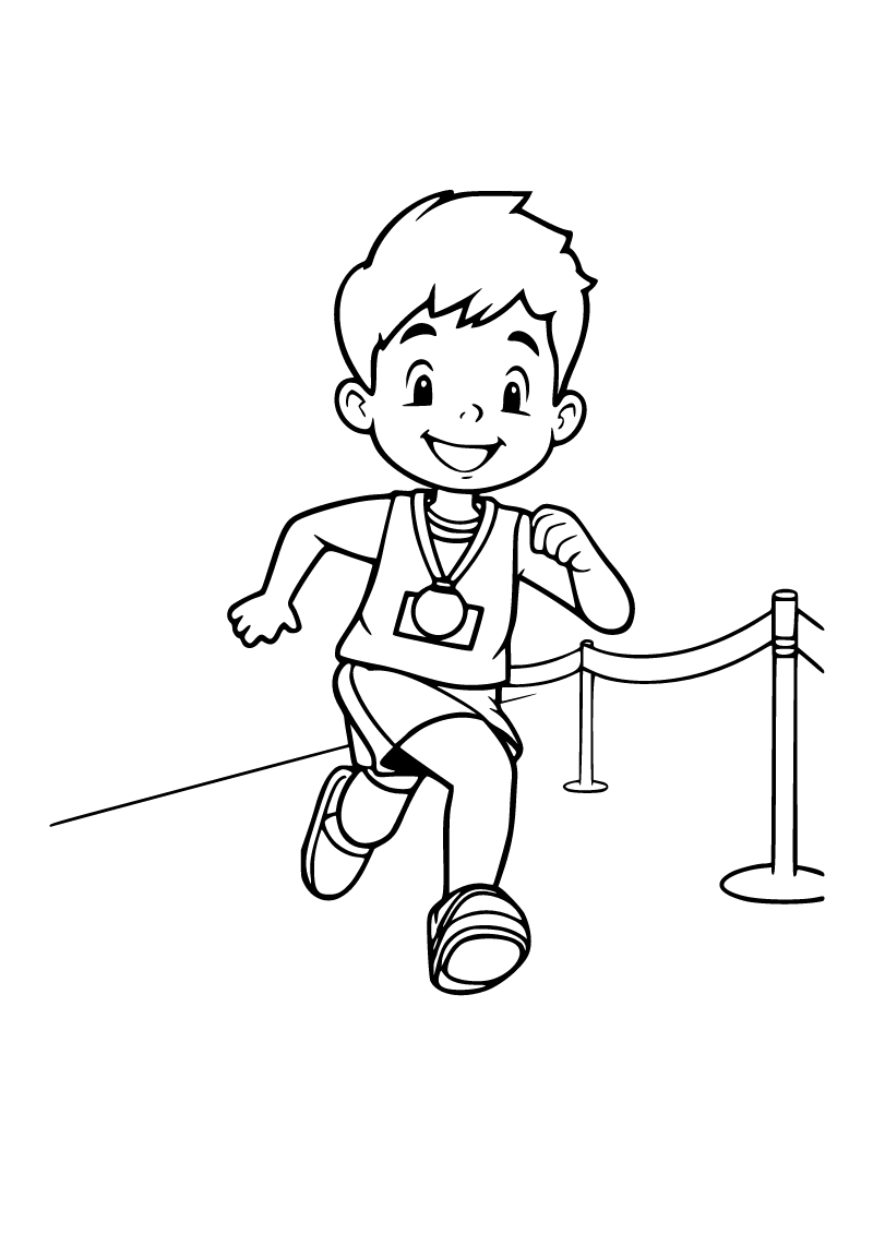 Printable young runner coloring page for kids